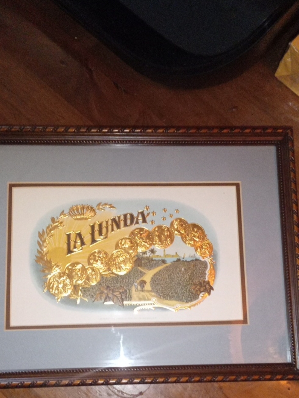 Gold Foil Wall Cigar Tubacco Art - Framed Home Wall Decor